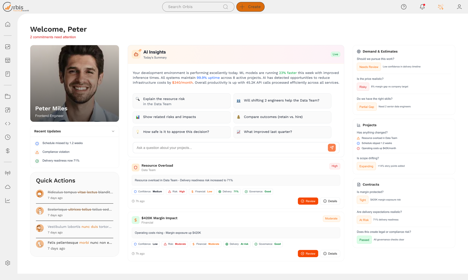 Orbis Dashboard – unified AI native system